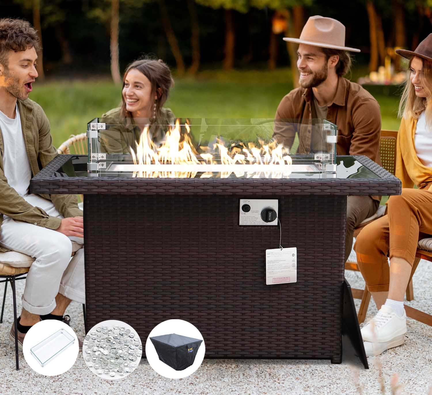 Rectangular Outdoor Fire Pit Table