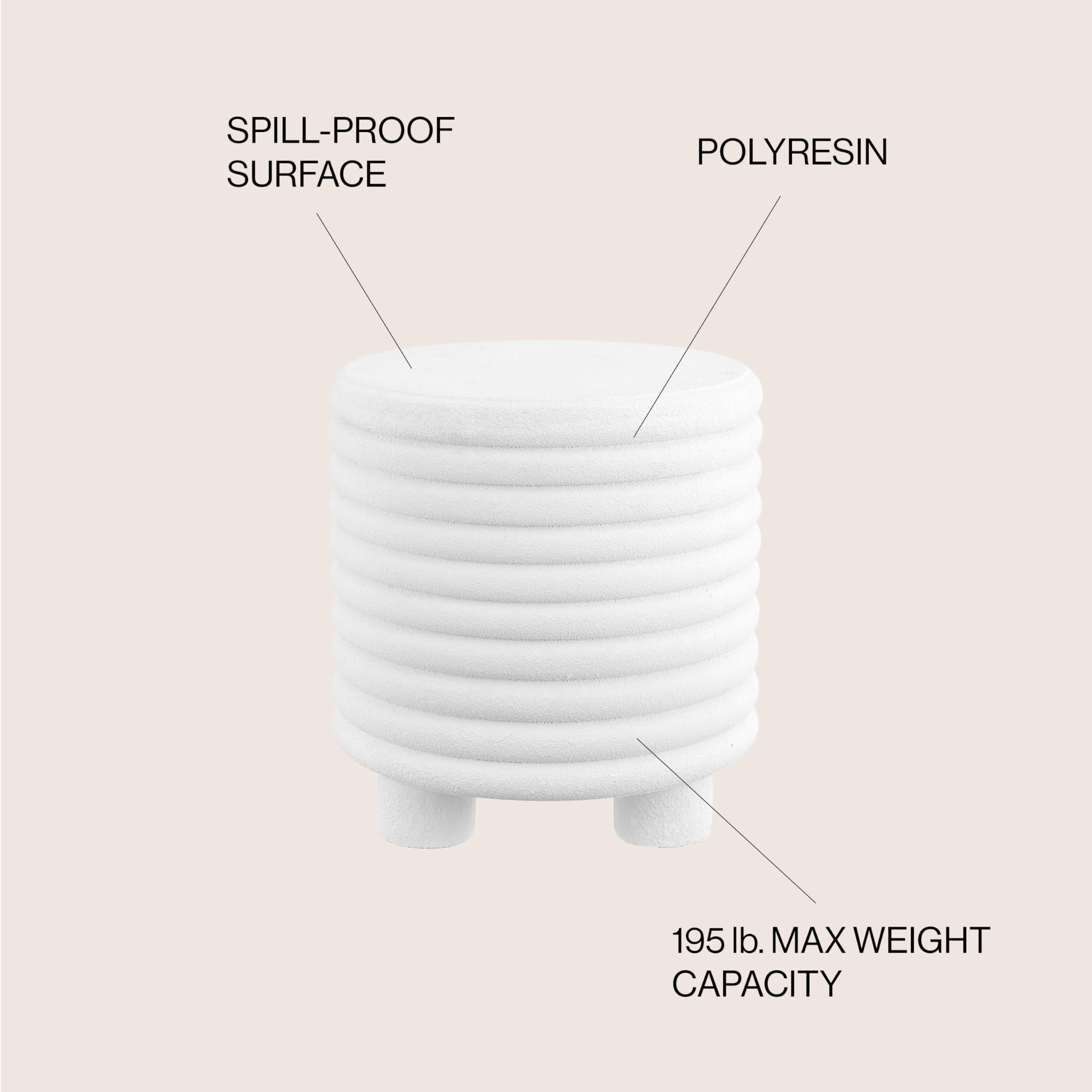 18" 3-Legged Drum Accent Table - Indoor/Outdoor White Frosted