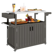 Outdoor Bar Cart with Storage Cabinet and Stainless Steel Top