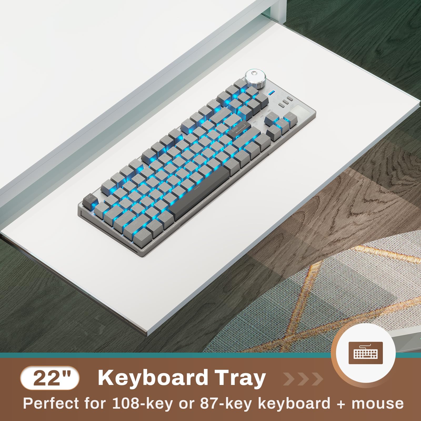 L-Shaped Gaming Desk with Power Outlets, LED Strip & Storage Shelves