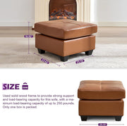 TYBOATLE Oversized Accent Chair with Ottoman, Wide Chaise Lounge Chair Indoor, Mid Century Modern Armchair with Pockets, Leather Comfy Chairs for Bedroom, Living Room, Office (Brown)