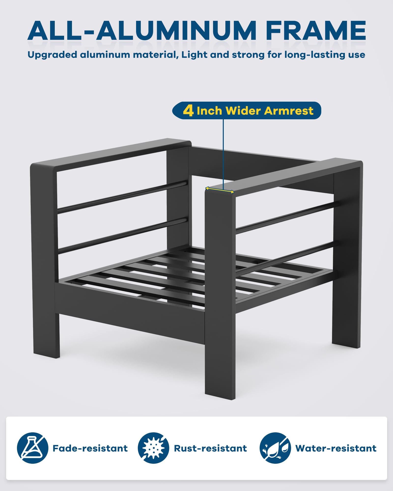 7-Seat Aluminum Patio Furniture Set with Coffee Table