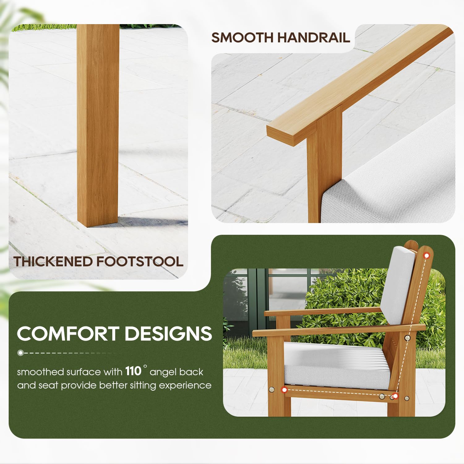 3-Piece Acacia Wood Patio Bistro Set