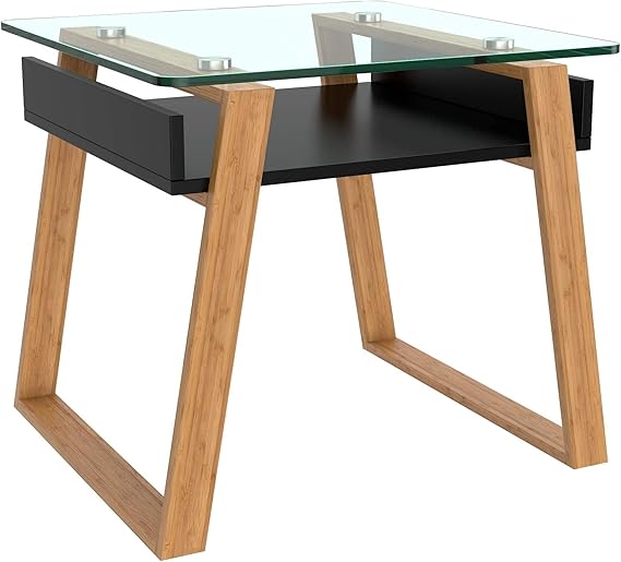 Pablo Glass Top Coffee Table with Bamboo Legs