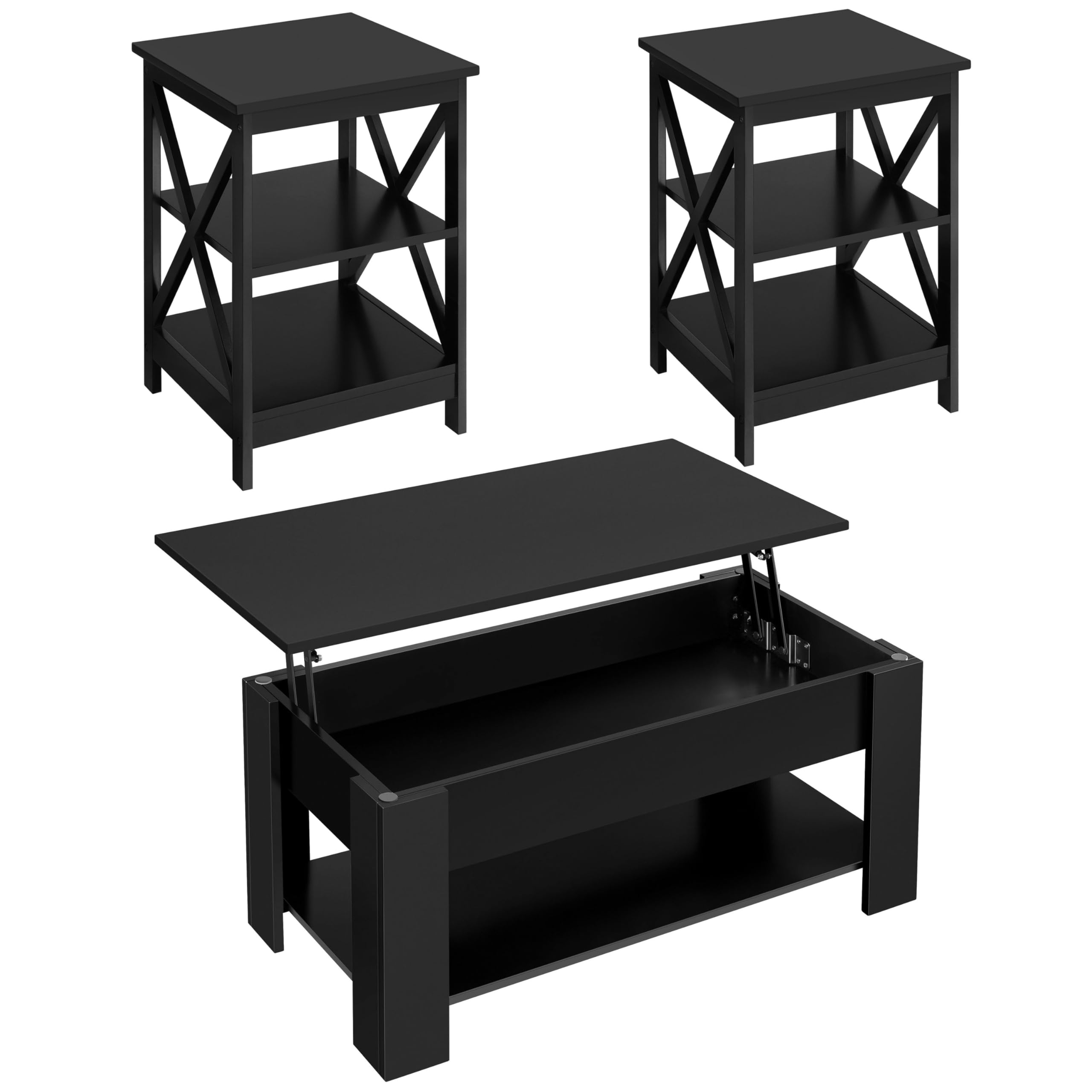 3-Piece Lift Top Coffee Table and End Tables Set