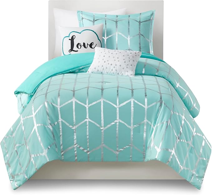 Geometric Metallic Comforter Set Full/Queen