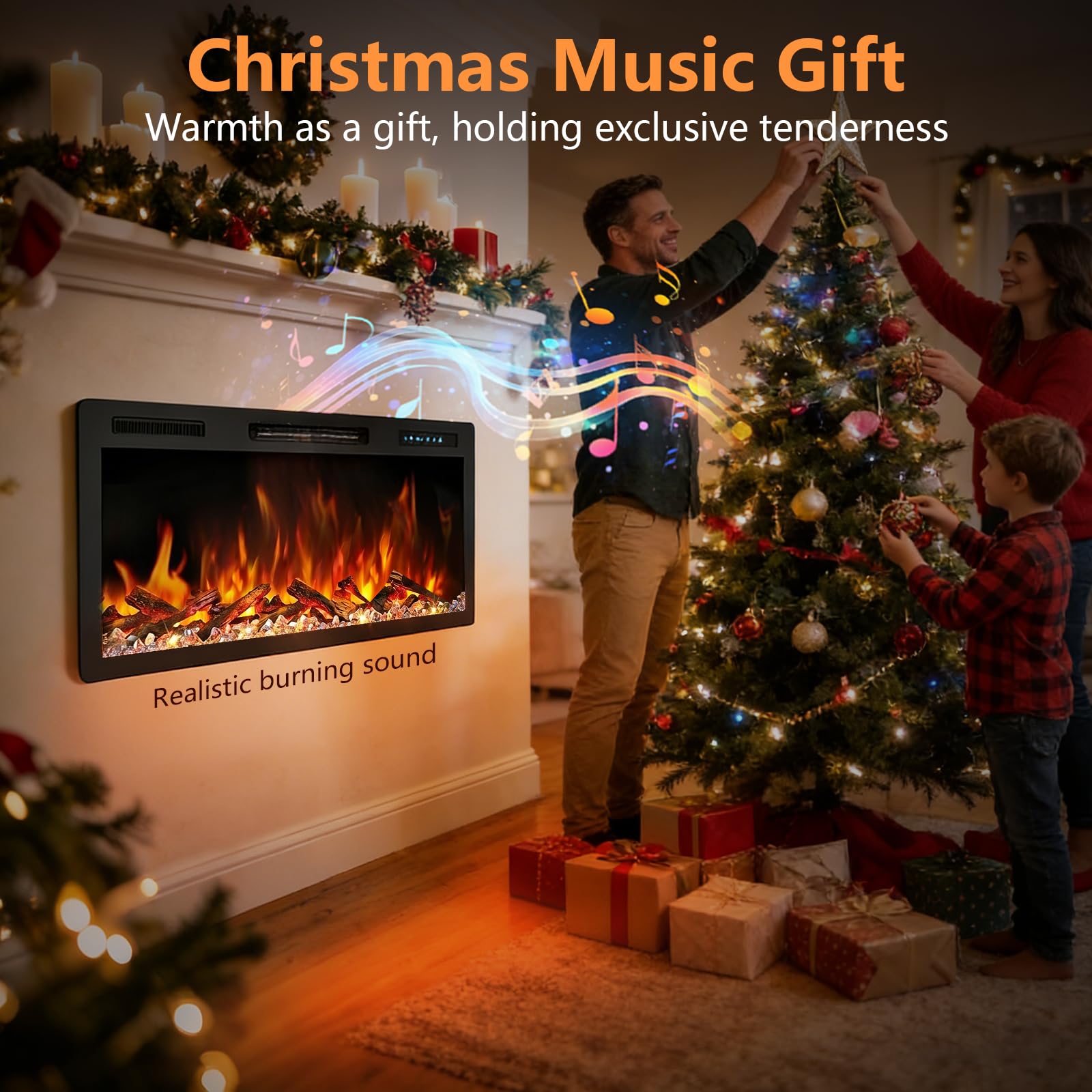 36" Electric Fireplace Insert with Remote Control
