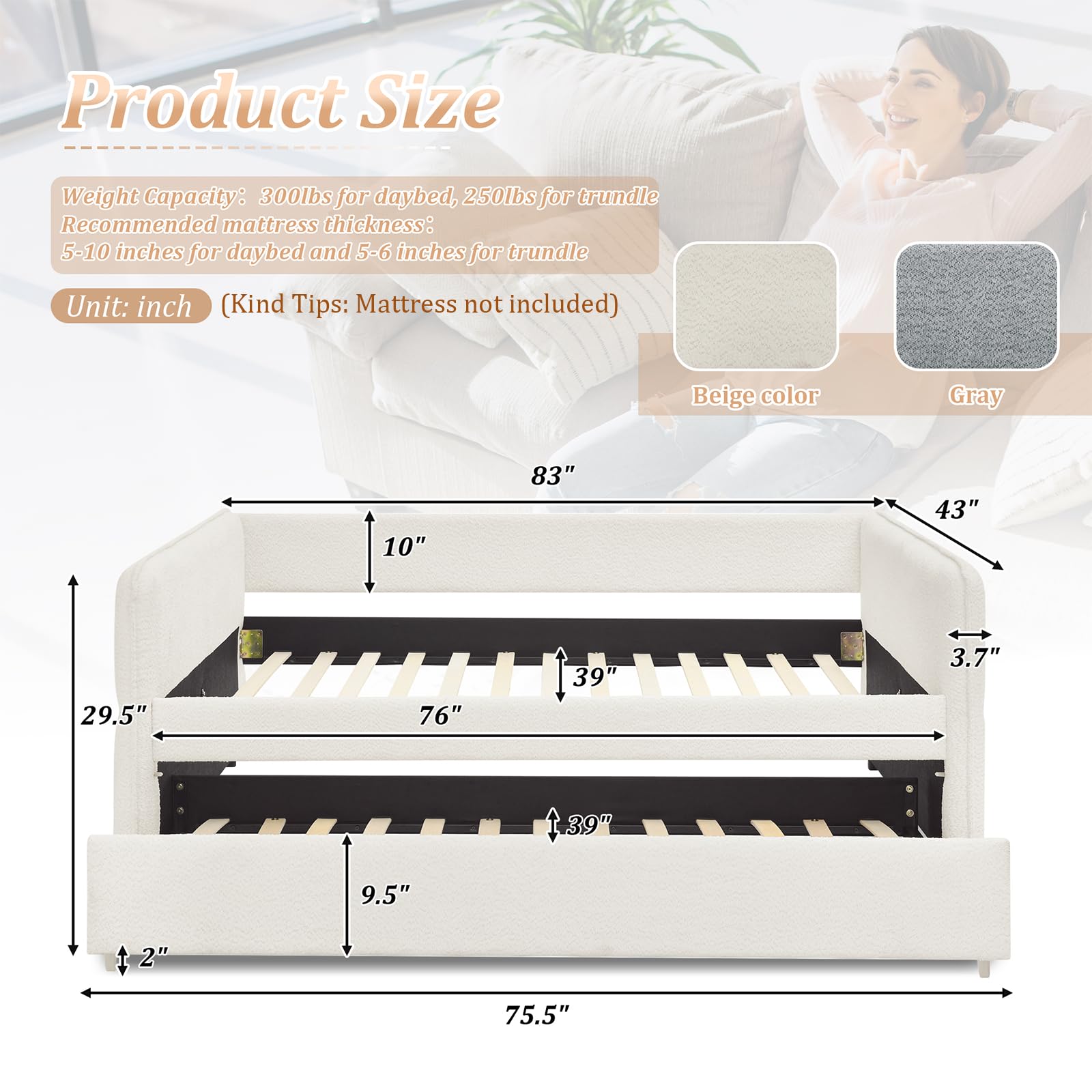 Twin Size Daybed with Pop-Up Trundle