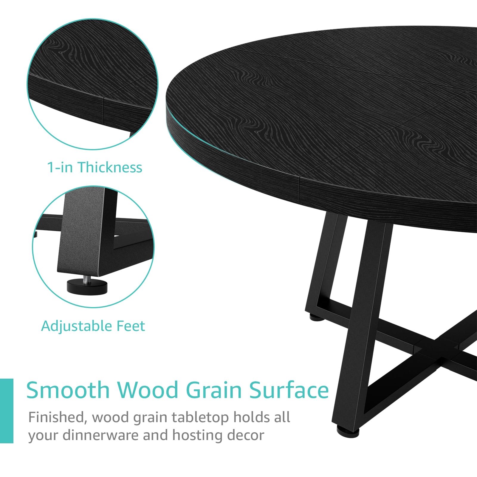 51 Inch Round Dining Table for 6