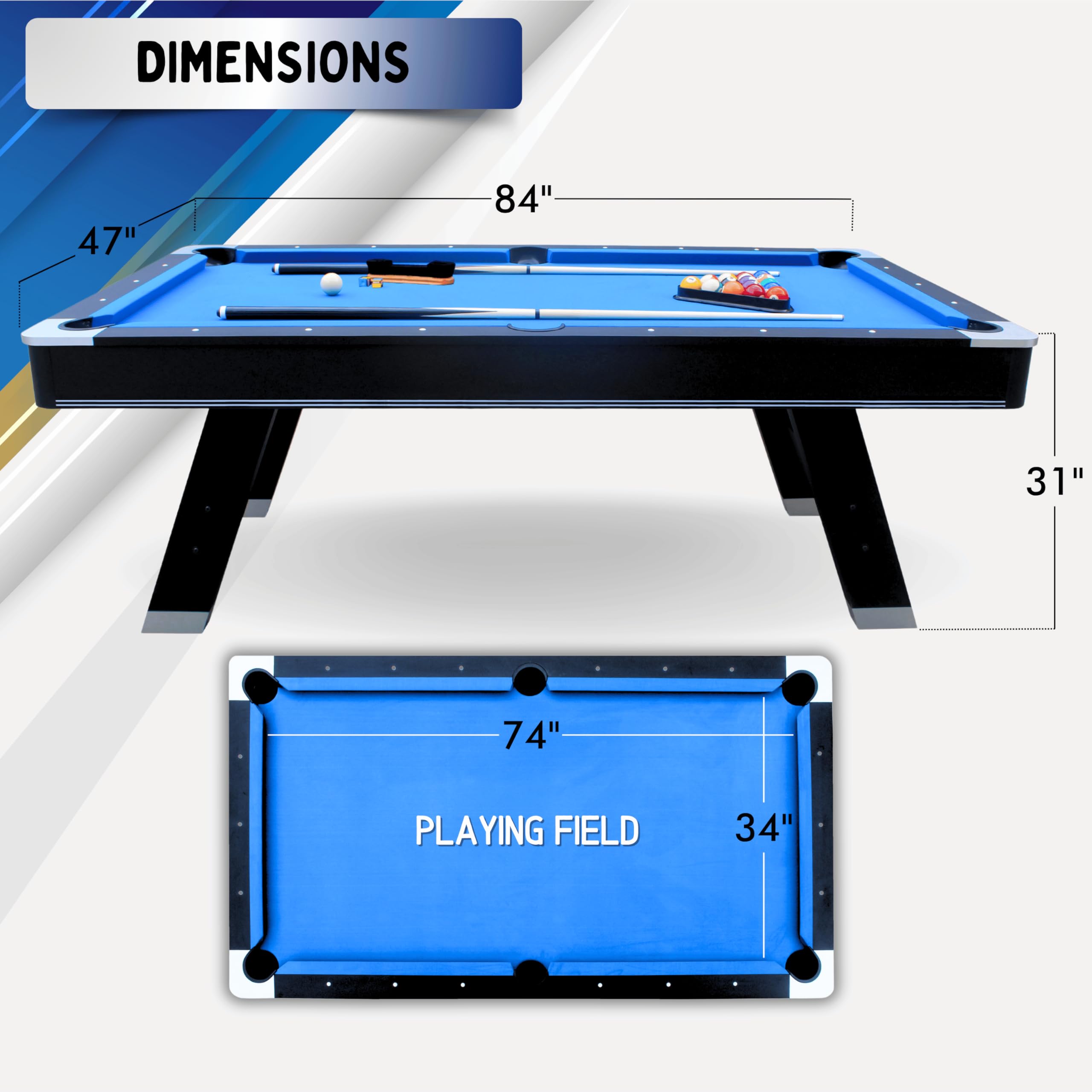 7 ft Multi-Game Table Billiards and Table Tennis