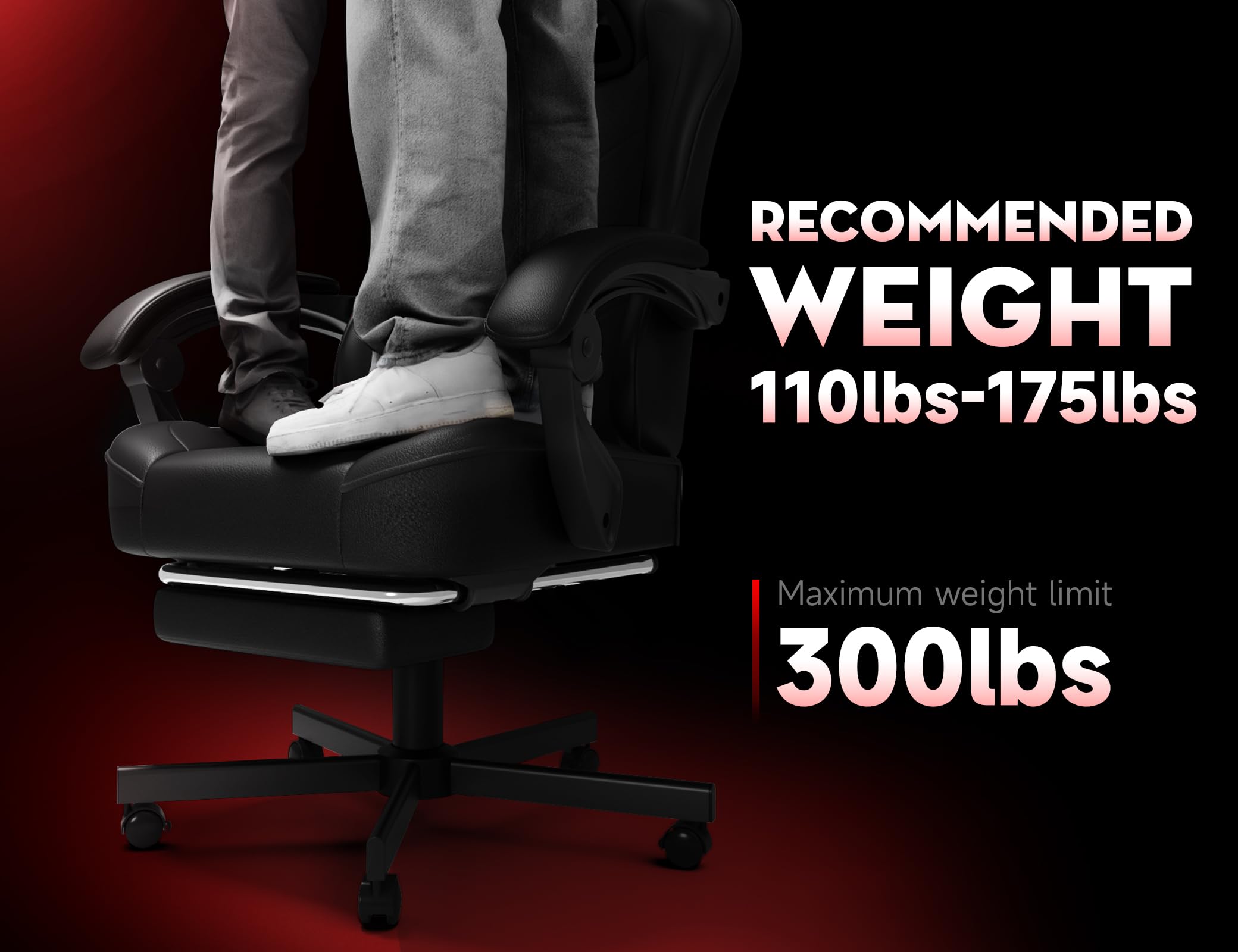 Gaming Chair with Footrest and Lumbar Support