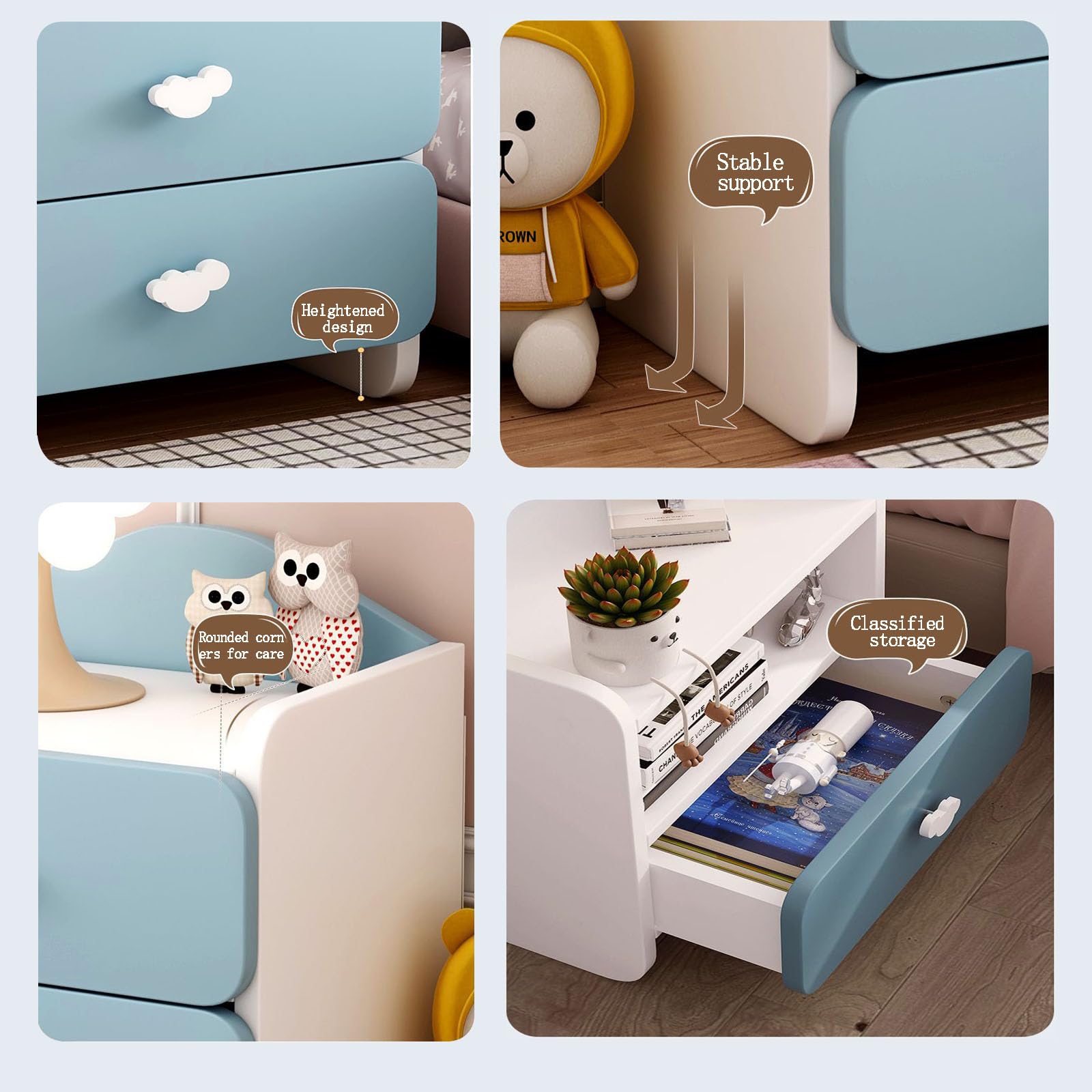 Kids Nightstand with Drawers