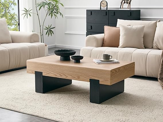 Round Wood Coffee Table with Storage