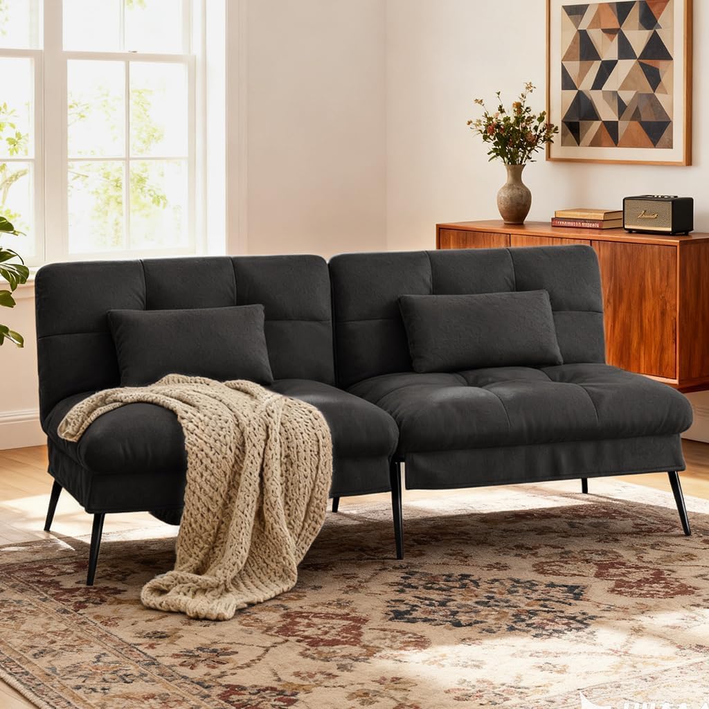 Convertible Futon Sofa Bed with Adjustable Backrest