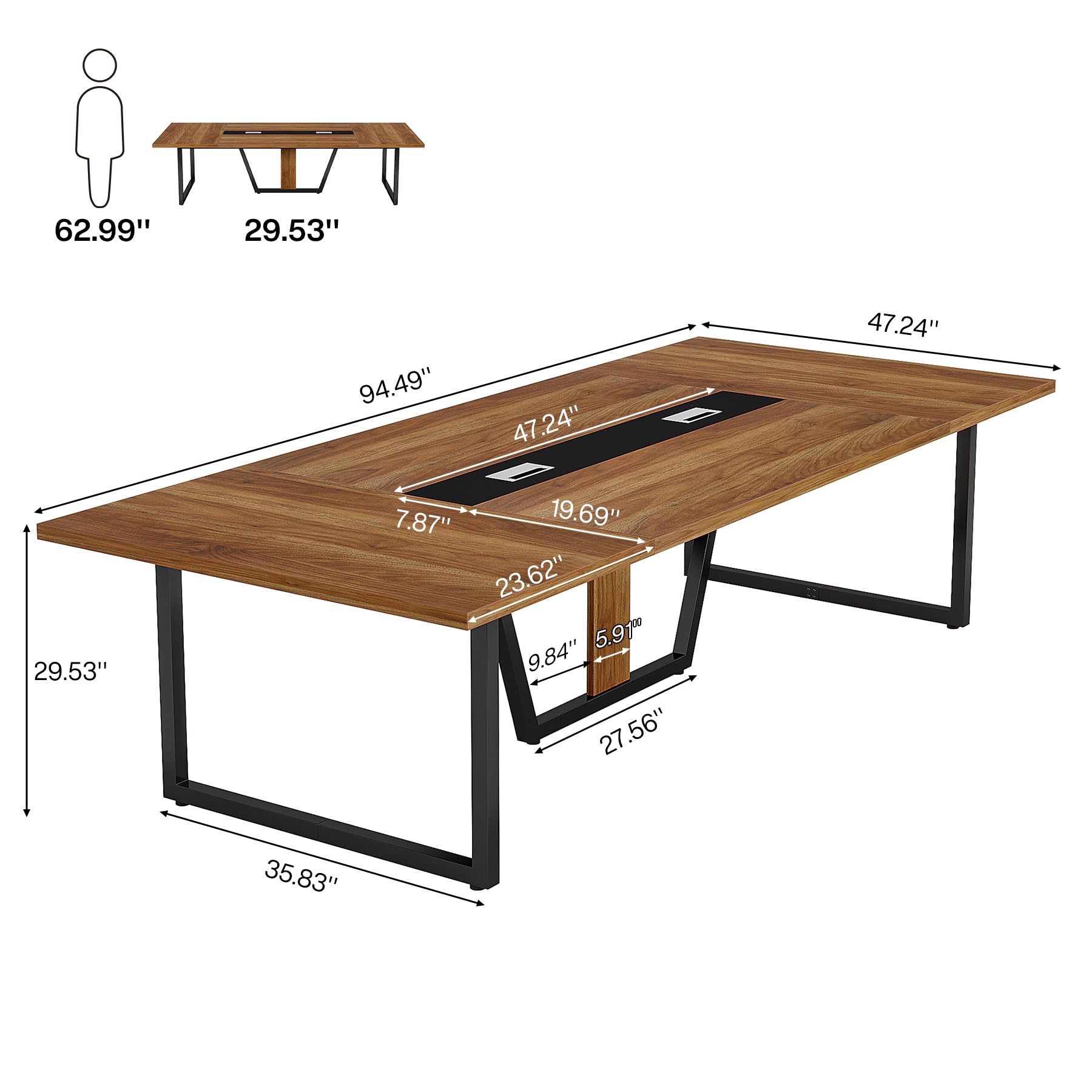 8FT Conference Table for 10 People with Metal Frame
