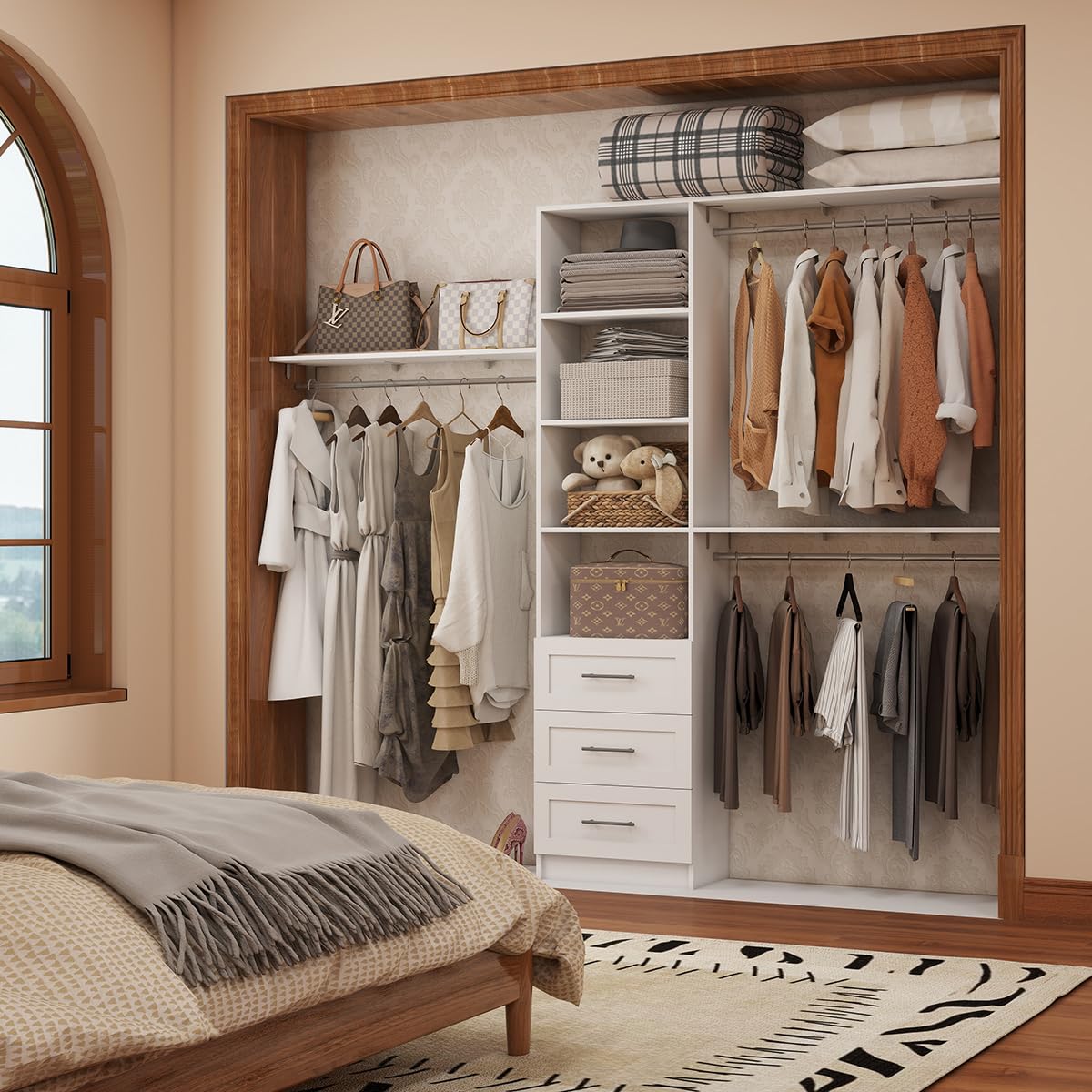 Walk-In Closet Organizer System with Drawers