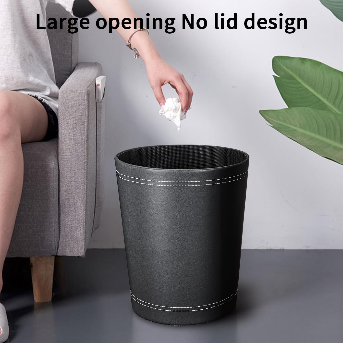 3 Pack PU Leather Office Trash Can Set