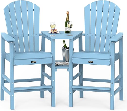 Tall Adirondack Chairs Set of 2 with Dual Trays