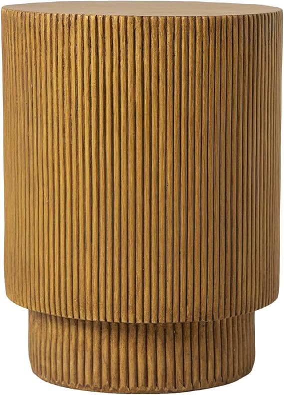 Modern Round Fiberstone Side Table - Weather-Resistant Outdoor Accent End Table