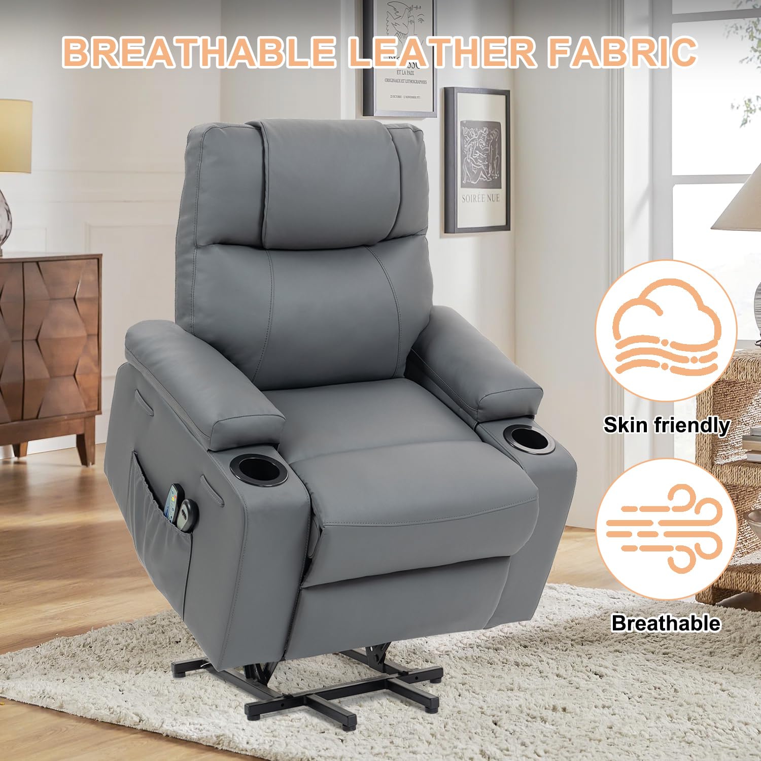 Electric Lift Recliner Chair with Massage and Heat