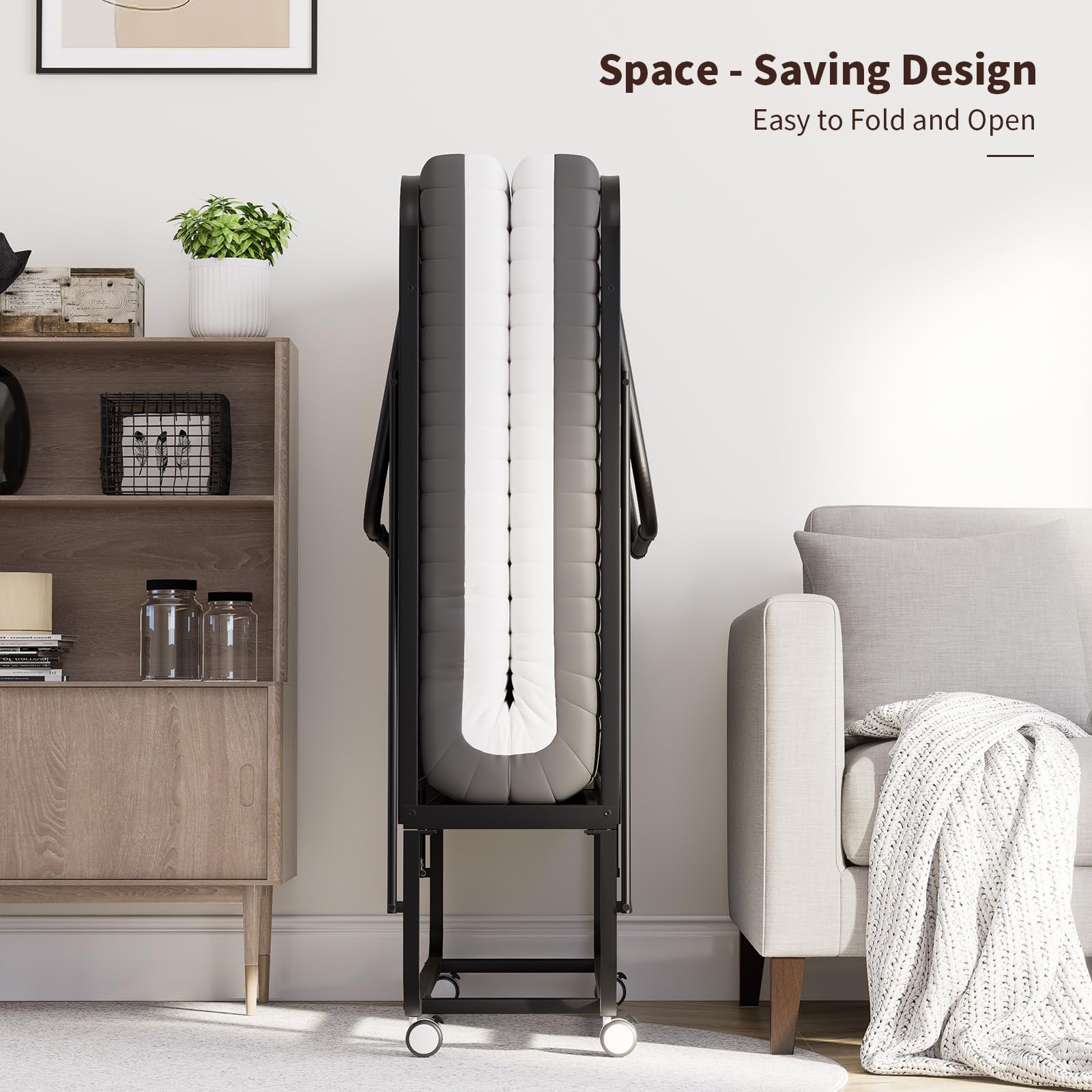 Folding Bed with Memory Foam Mattress 75x46