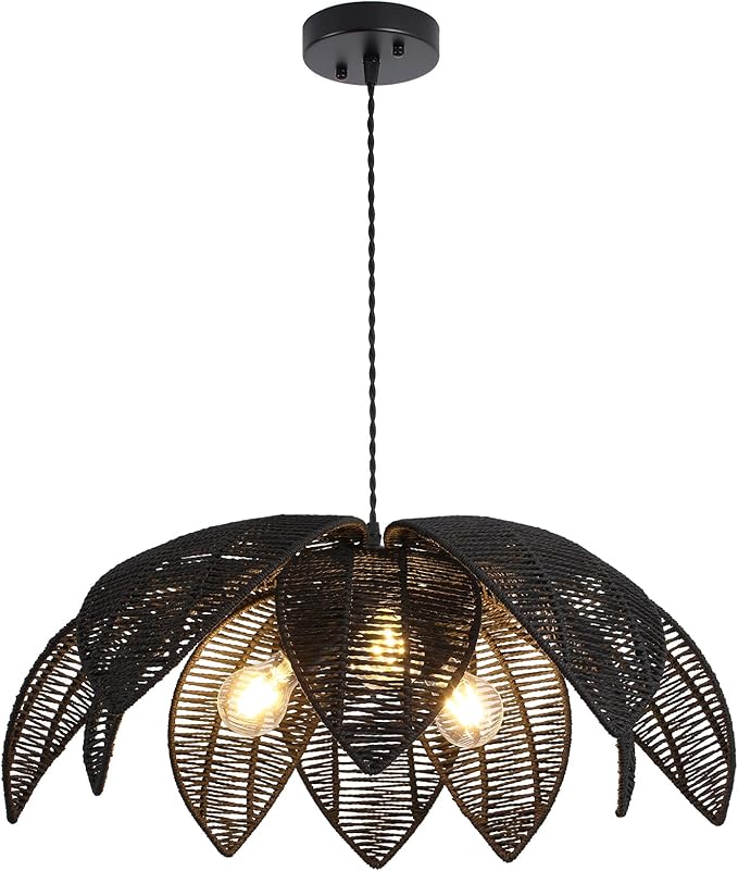 3-Light Rattan Chandelier
