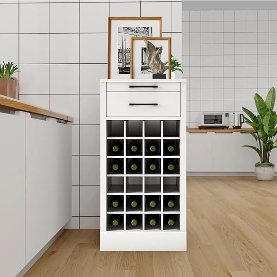 8-Tier Freestanding Wine Rack White 32 Bottle