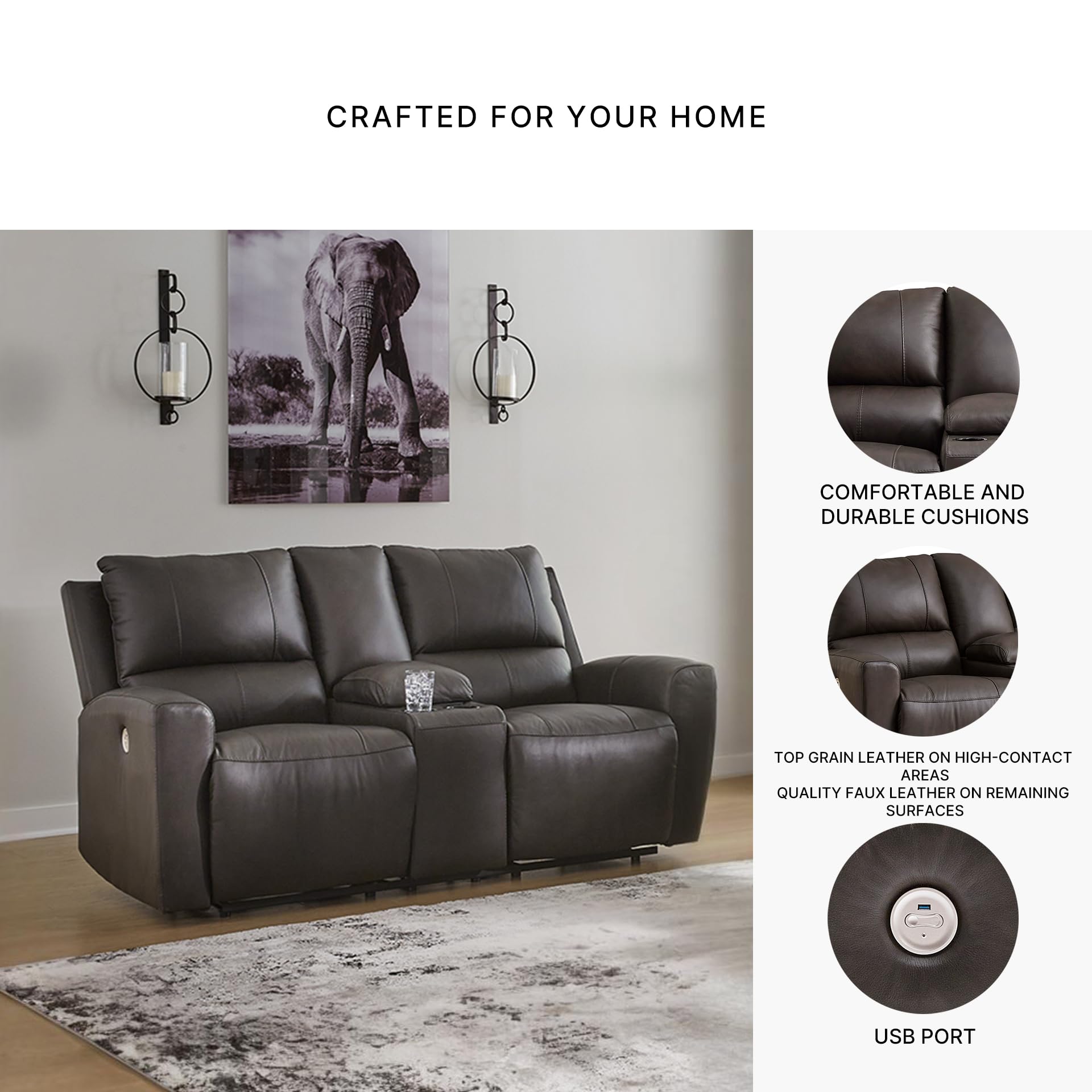 Power Reclining Loveseat with Console and USB Ports