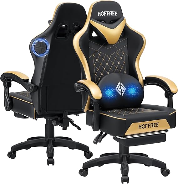 Bluetooth Gaming Chair with Massage and Footrest