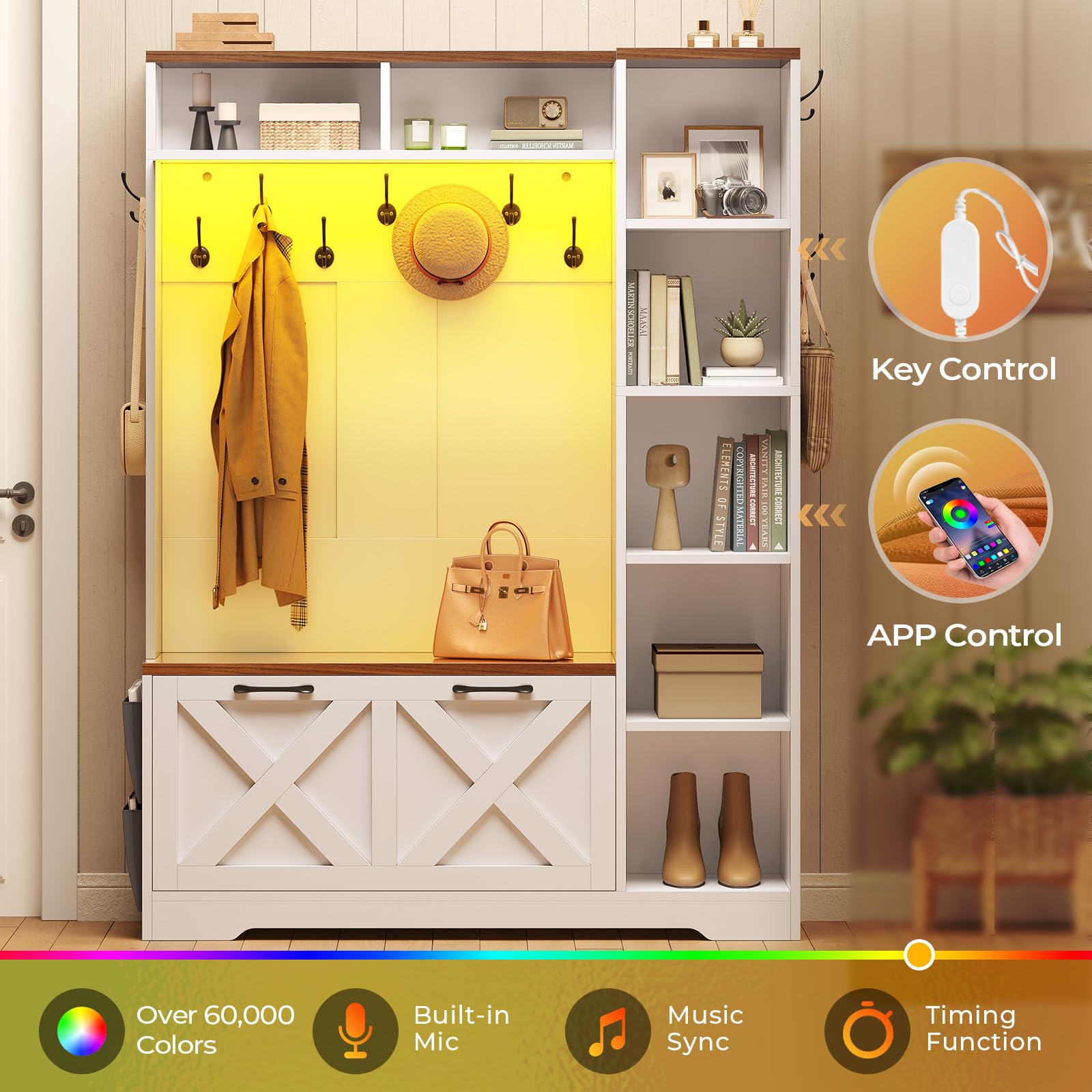 Hall Tree with Shoe Storage Bench and Coat Rack