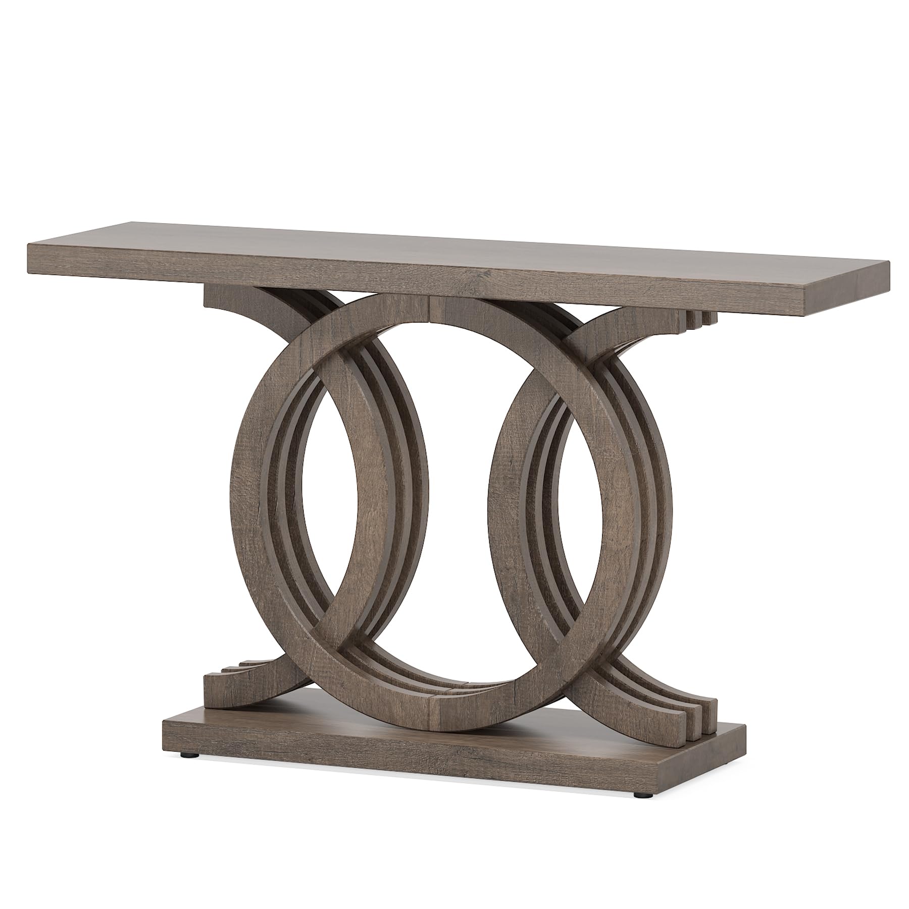 55" Wooden Console Table with Geometric Base