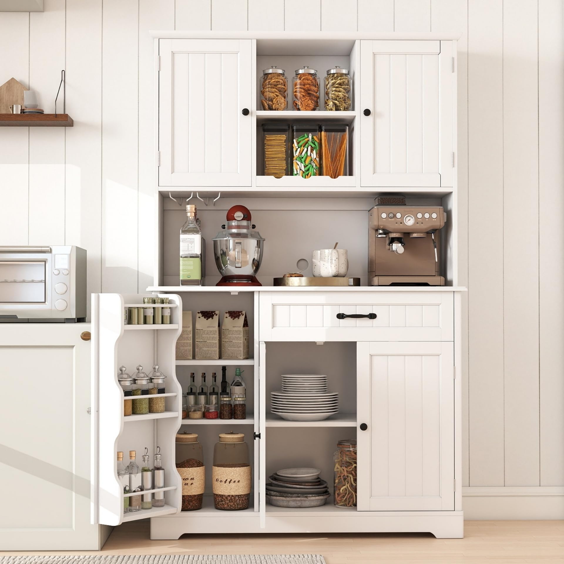 Kitchen Pantry Storage Cabinet with Doors and Shelves