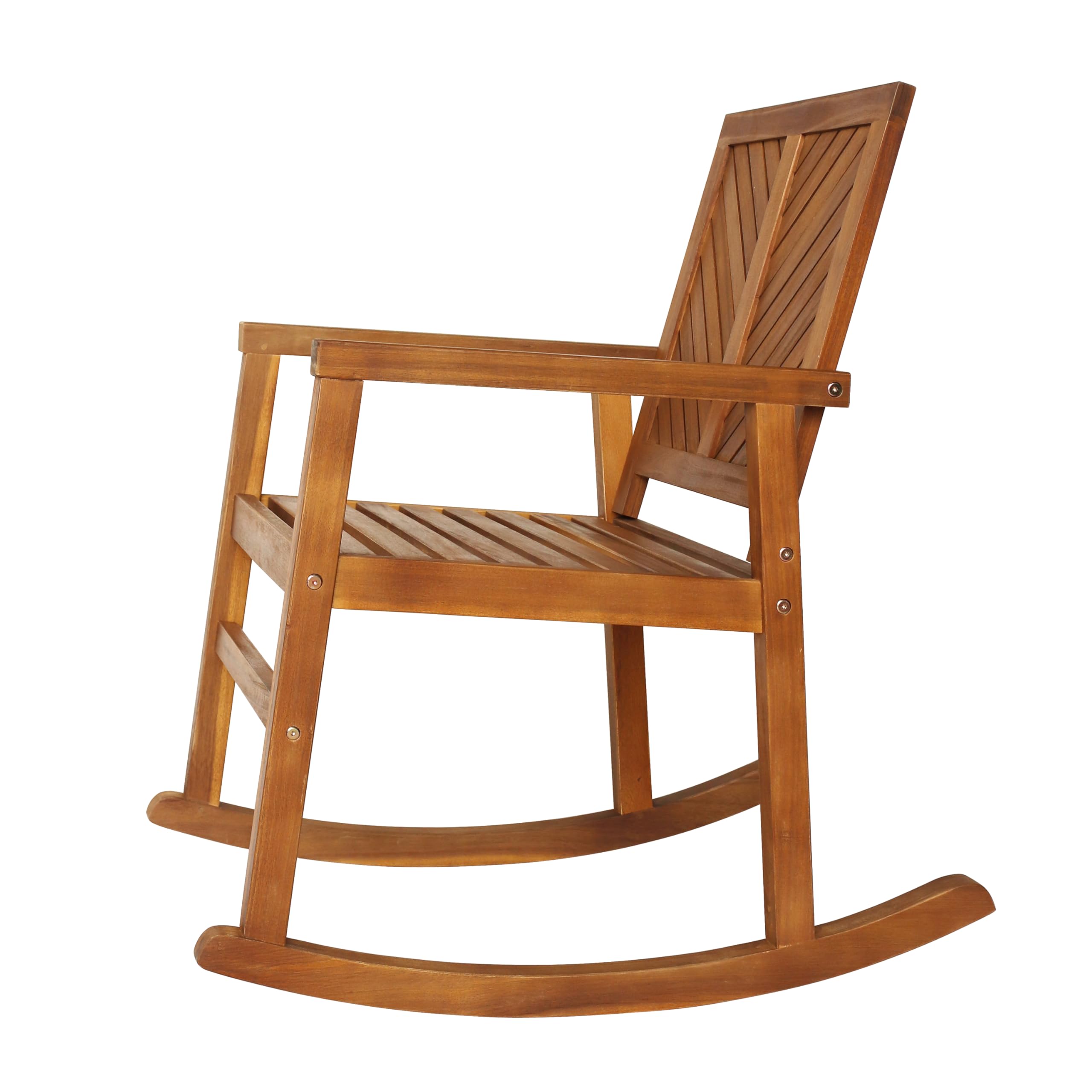 Acacia Wood Outdoor Rocking Chair - Chevron Back Design