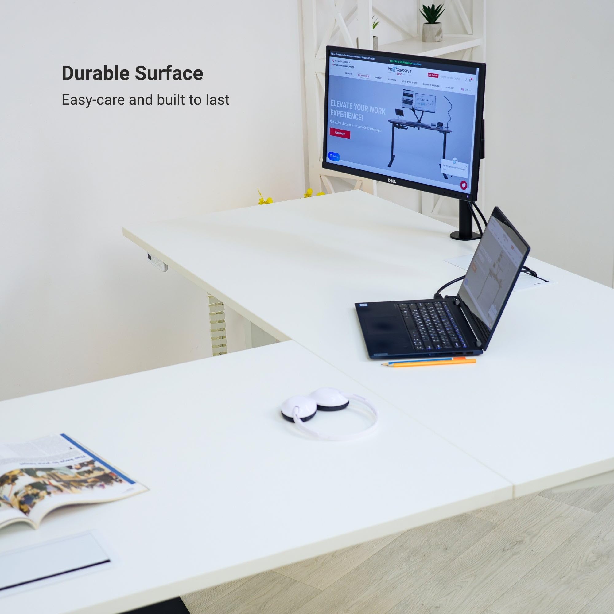 L-Shaped Electric Standing Desk with Triple Motor