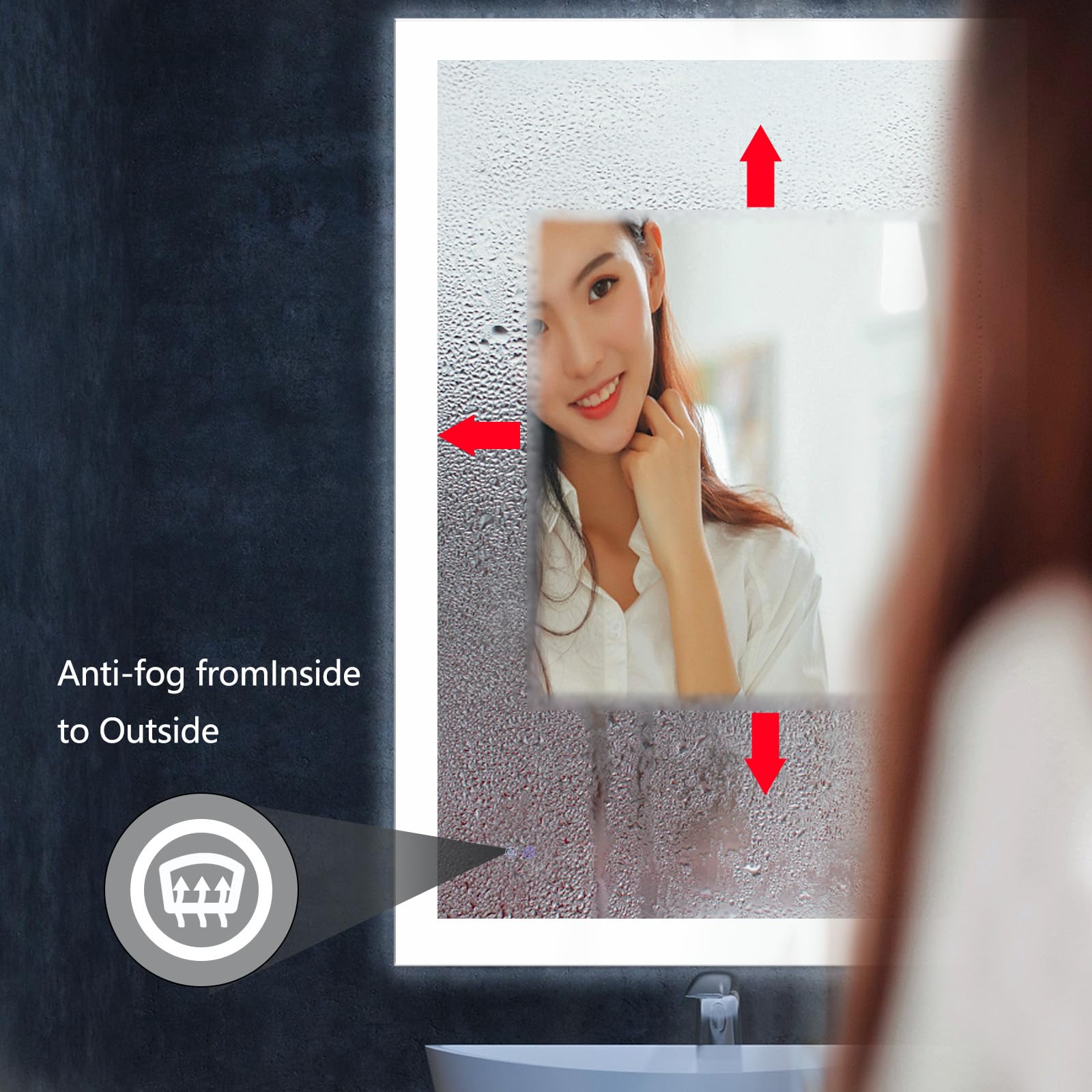 Smart LED Medicine Cabinet with Anti-Fog Mirror 16x26 Inch