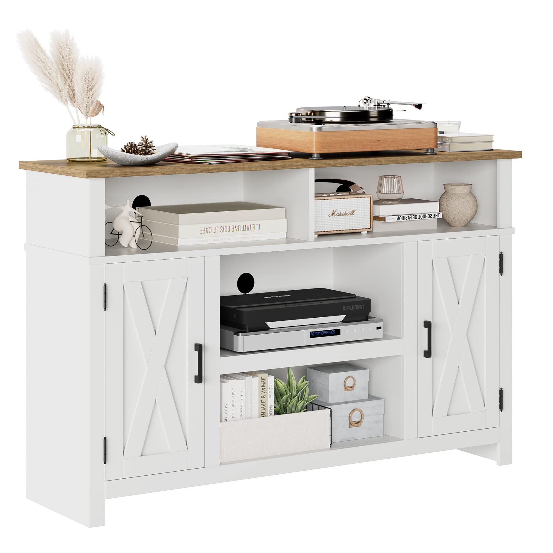 Barn Door TV Stand for TVs Up to 65 Inch White