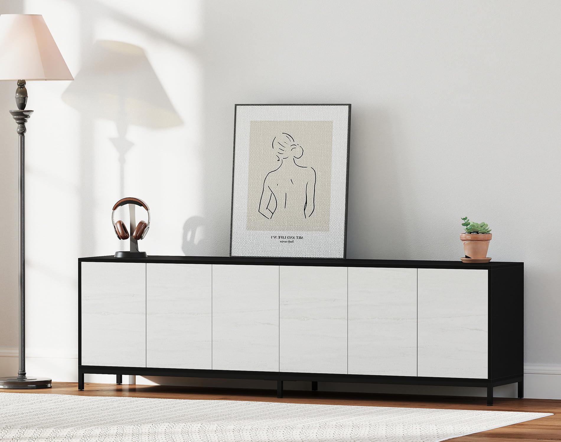 78" TV Stand with 6 Cabinet Doors