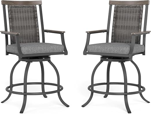 Swivel Rattan Bar Stool Set of 4