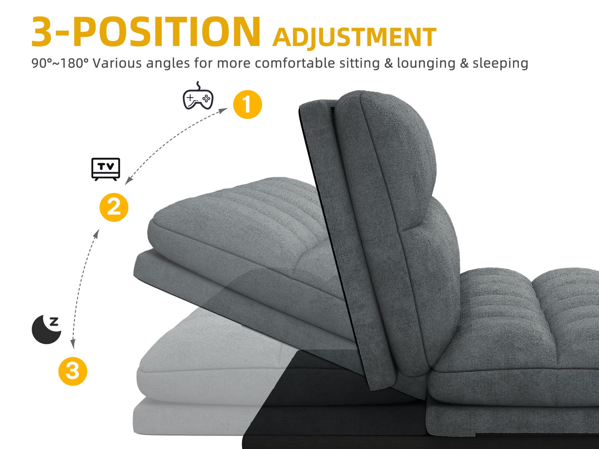 Convertible Futon Sofa Bed 70" with Adjustable Backrest
