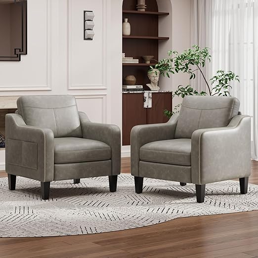 PU Leather Accent Chair Set of 2