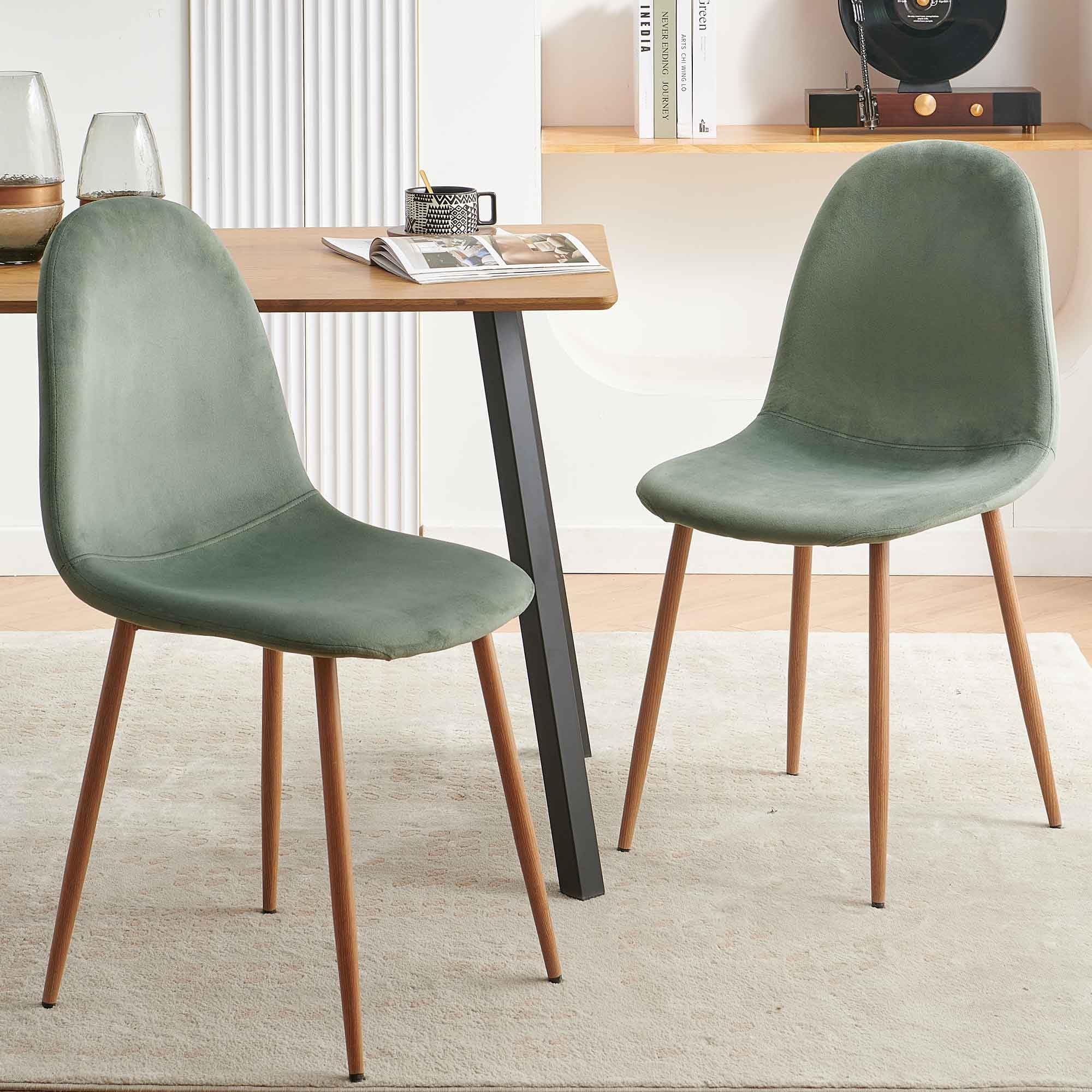 Velvet Dining Chairs Set of 4 - Modern Seating with Metal Legs