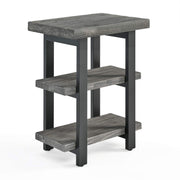 Pomona 3-Tier Industrial End Table with Solid Pine Wood and Metal Legs