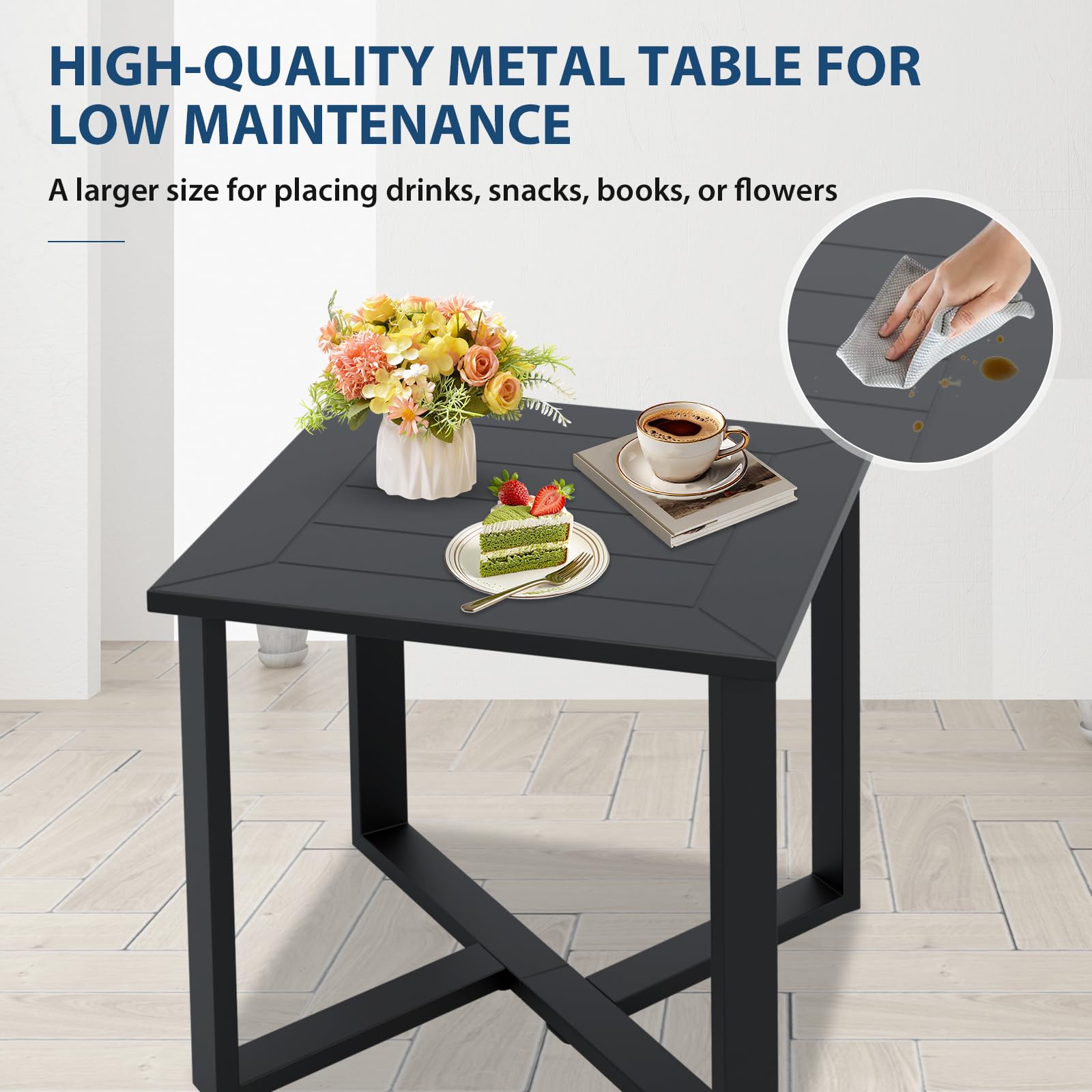 Weather-Resistant Steel Outdoor Side Table