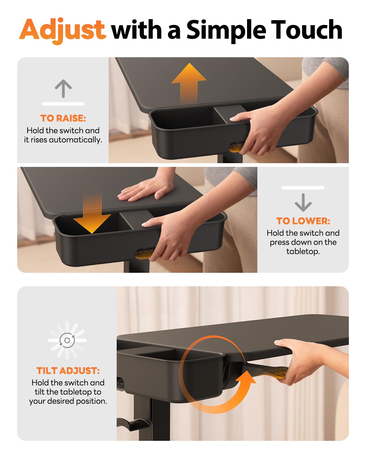 Magnetic Overbed Table with Wheels