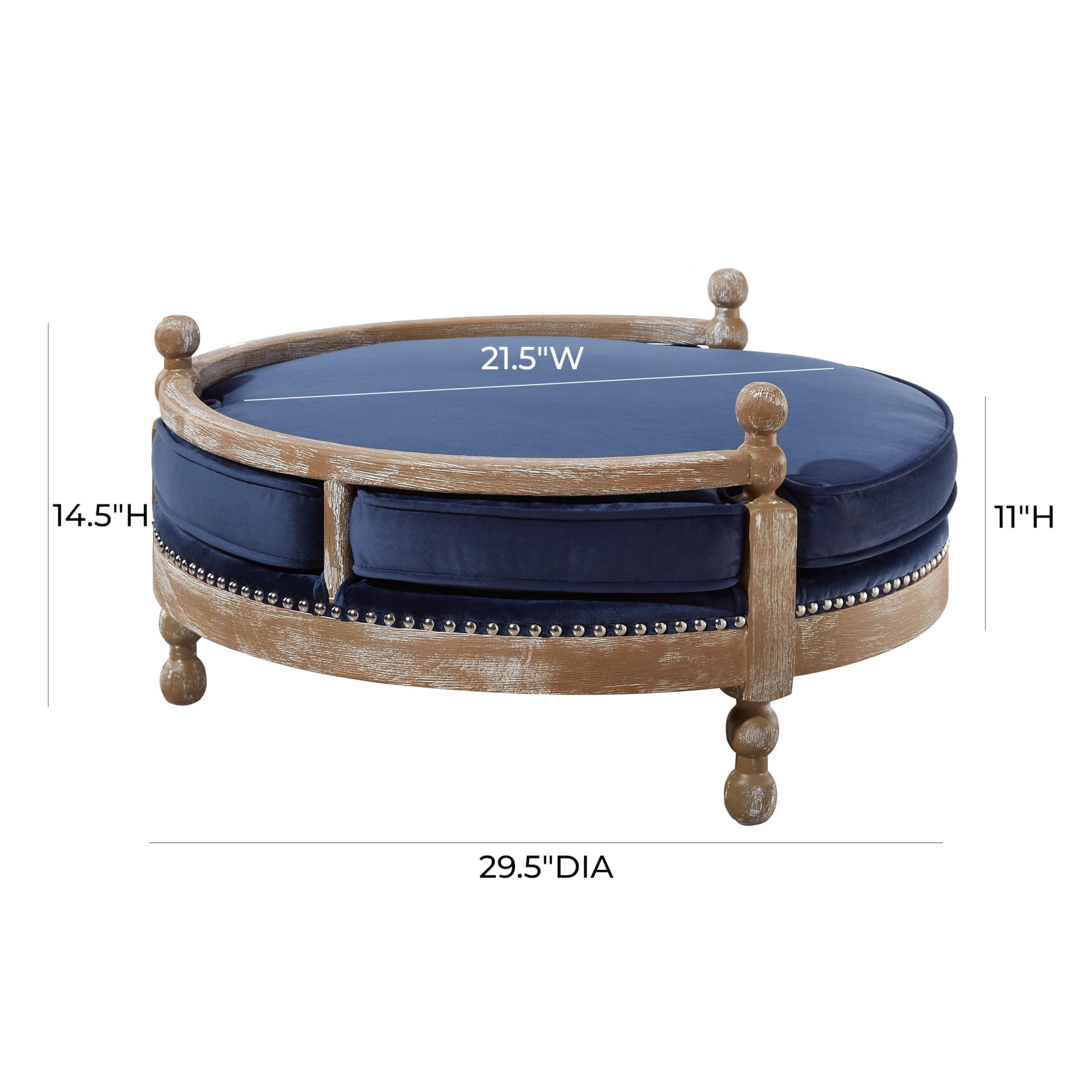 Elevated Weathered Oak Pet Bed with Velvet Cushion