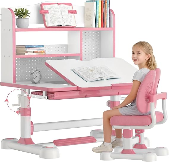 Height Adjustable Kids Desk and Chair Set