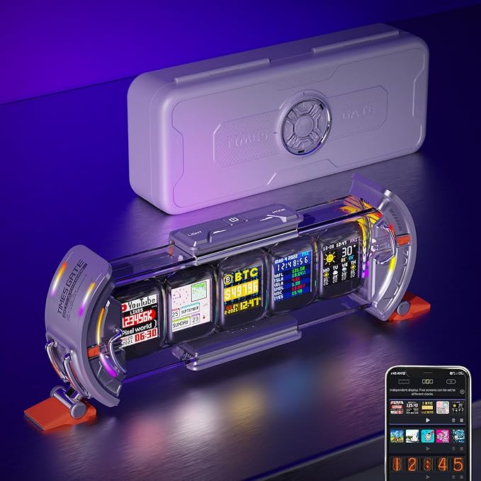 Cyberpunk Gaming Digital Alarm Clock with RGB LED Display