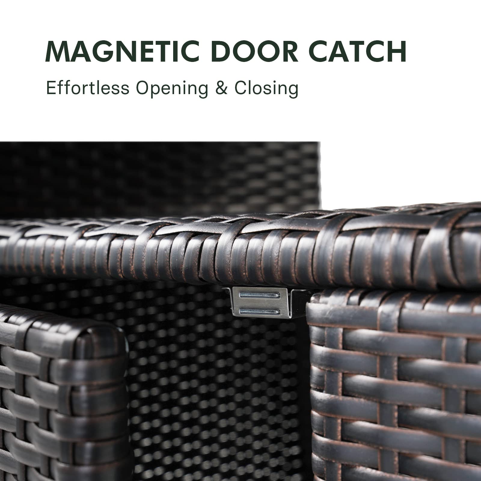 Outdoor Wicker Storage Cabinet with 2 Doors and Shelves