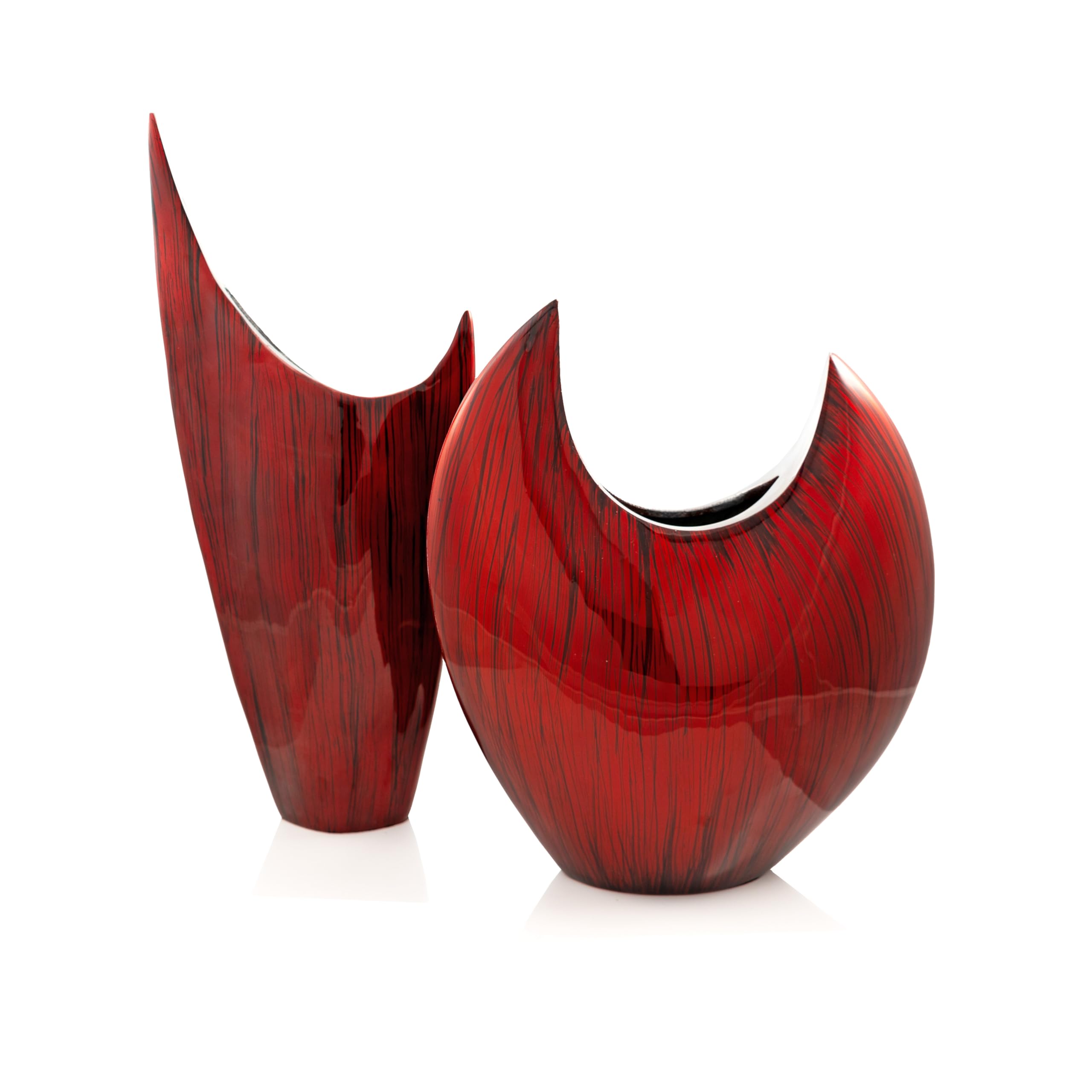 Acentuada Fat Pointed Red Glaze Vase 13.5" H
