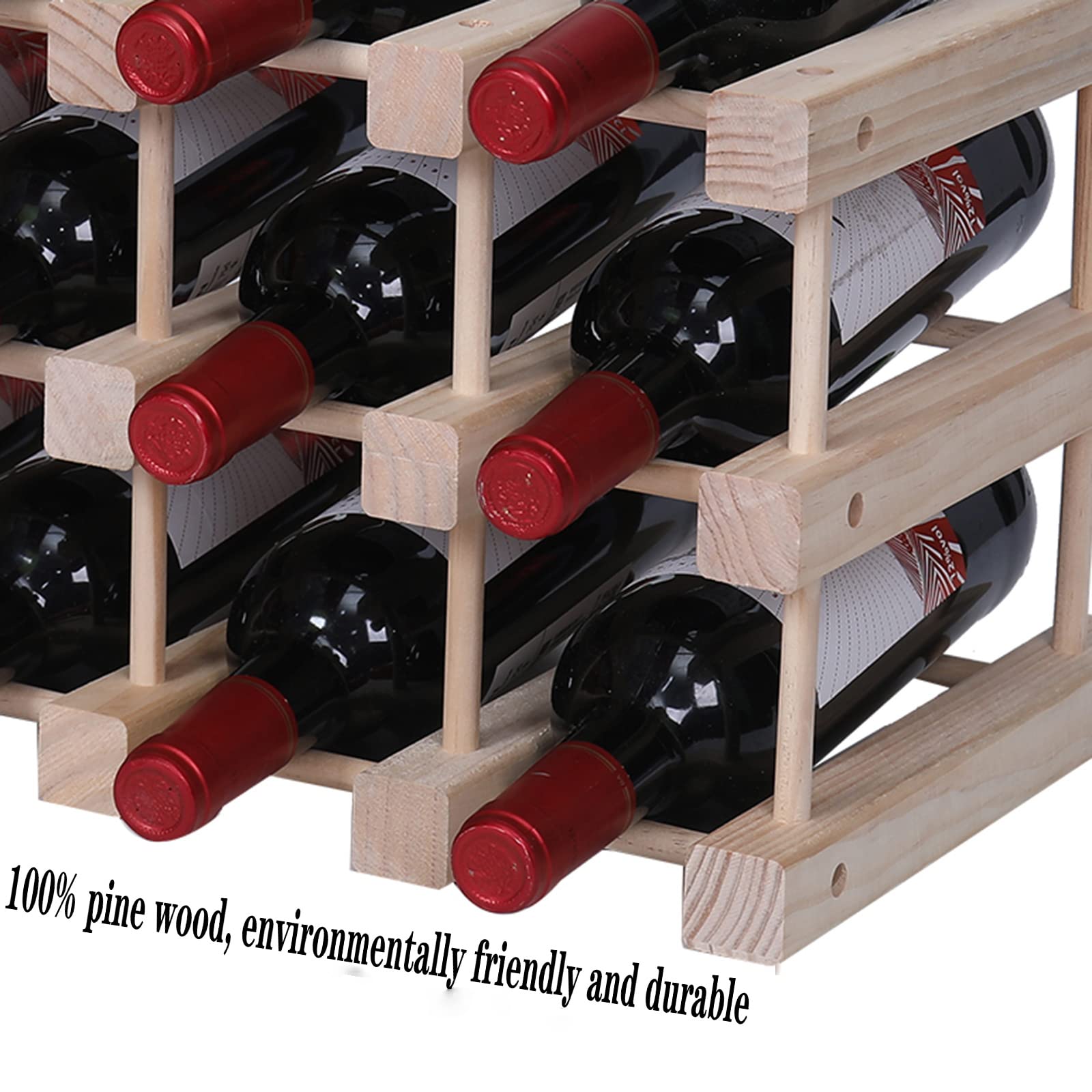 16-Bottle Pine Wood Wine Rack